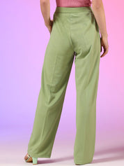 Kotty Women Relaxed Straight Fit Pleated High-Rise Trousers