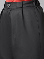 Kotty Women Black Relaxed Straight Leg Straight Fit High-Rise Easy Wash Pleated Trousers