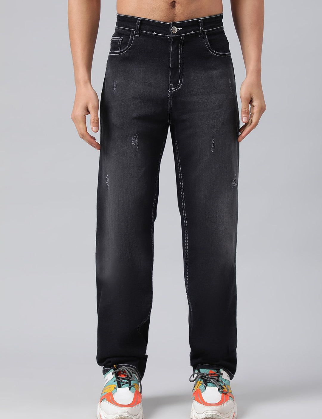 Kotty Men Low-Rise Low Distress Heavy Fade Stretchable Jeans