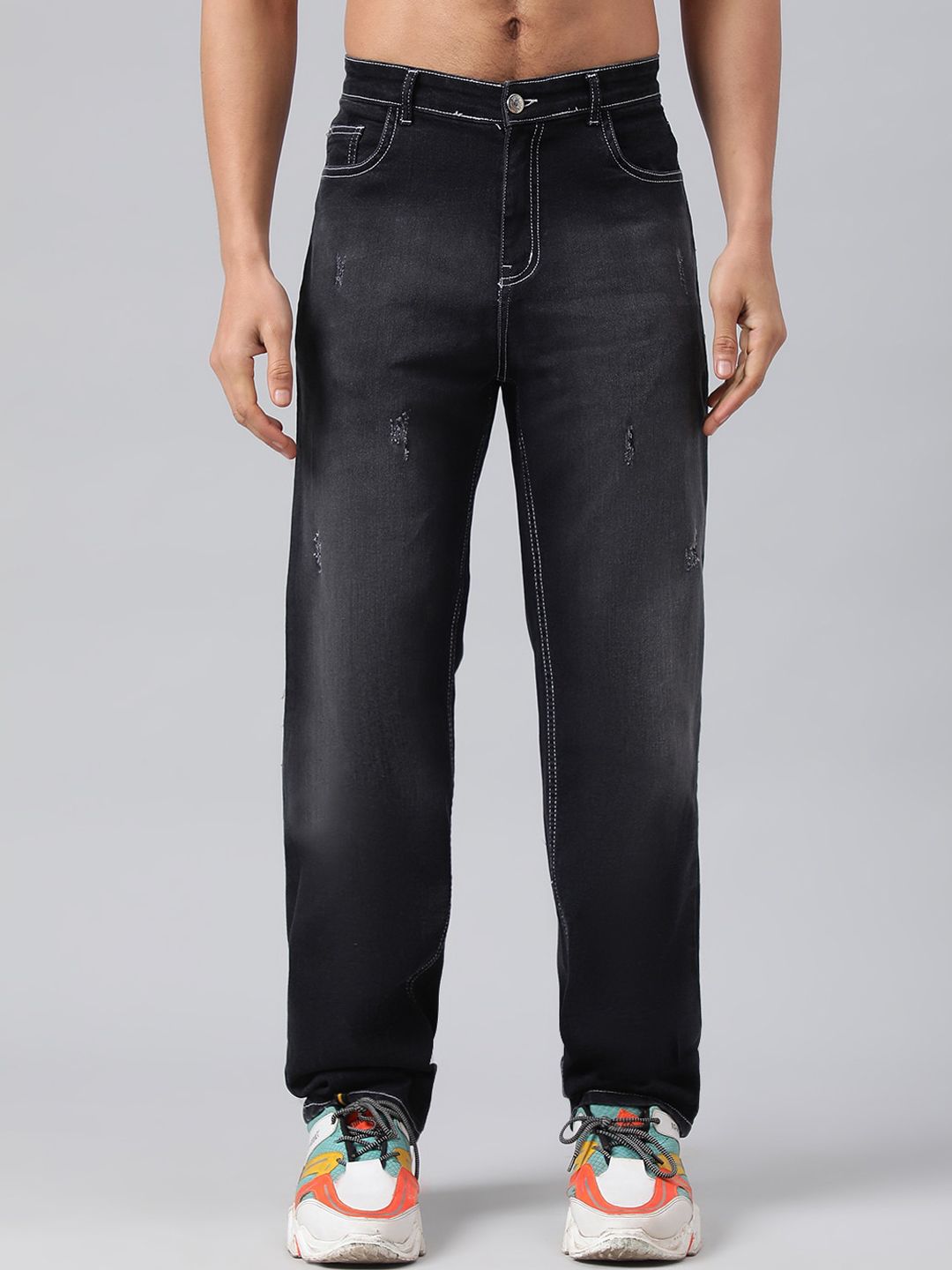 Kotty Men Low-Rise Low Distress Heavy Fade Stretchable Jeans