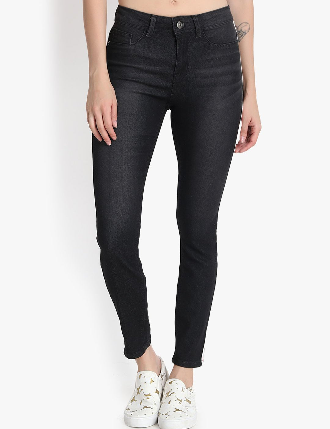 Kotty Women Black Skinny Fit High-Rise Clean Look Jeans