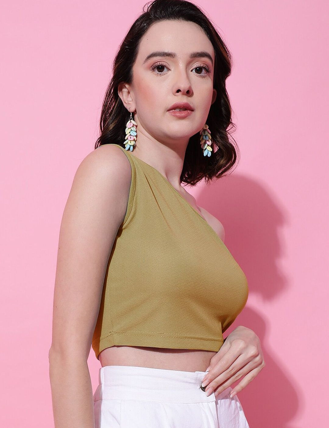 KOTTY Basics One Shoulder Fitted Crop Top