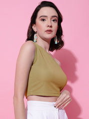 KOTTY Basics One Shoulder Fitted Crop Top