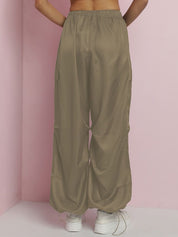 Kotty Women Straight Fit High-Rise Easy Wash Parachute Trousers