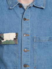 Kotty Men Blue Camouflage Denim Jacket