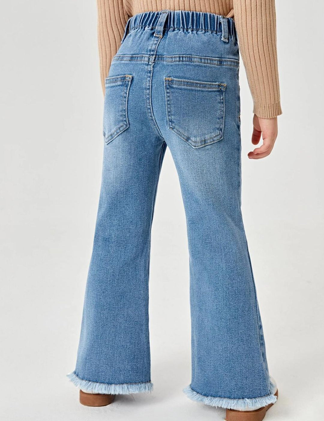 Kotty Girls Blue Jean Fit Bootcut Heavy Fade Stretchable Jeans