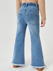 Kotty Girls Blue Jean Fit Bootcut Heavy Fade Stretchable Jeans