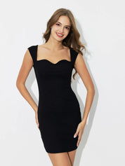 Kotty Black Sweetheart Neck Bodycon Mini Dress