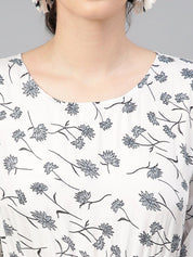 Kotty Floral Printed Puff Sleeves Fit & Flare Midi Dress