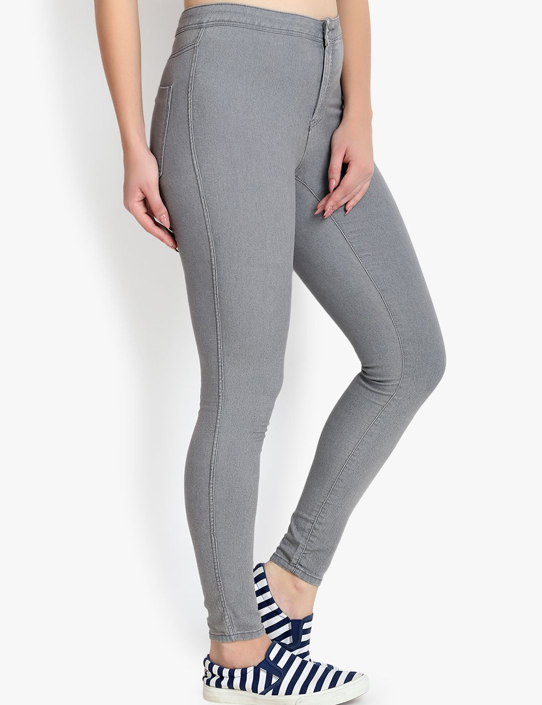 Kotty Women Grey Skinny Fit High-Rise Clean Look Stretchable Jeans