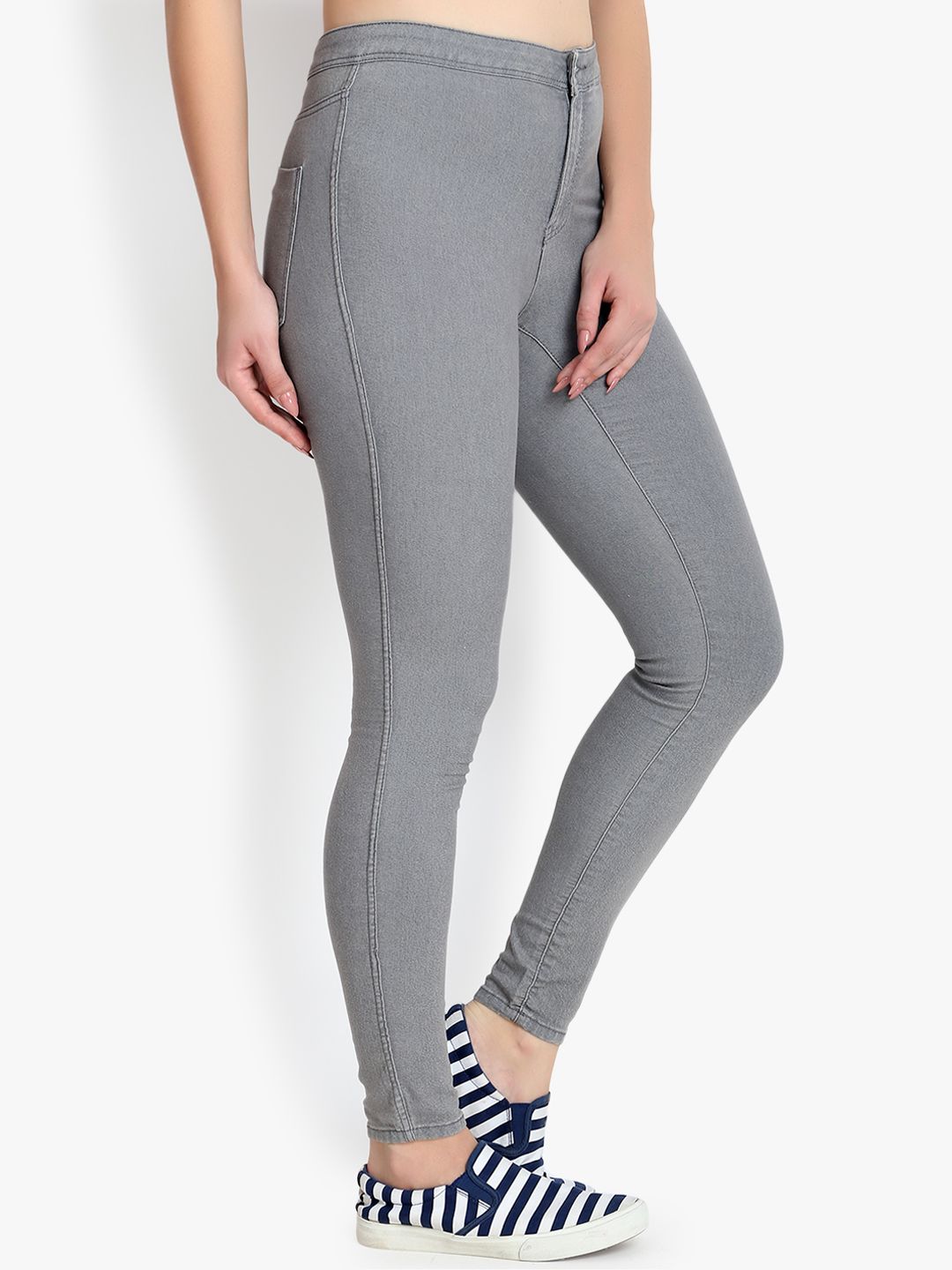 Kotty Women Grey Skinny Fit High-Rise Clean Look Stretchable Jeans