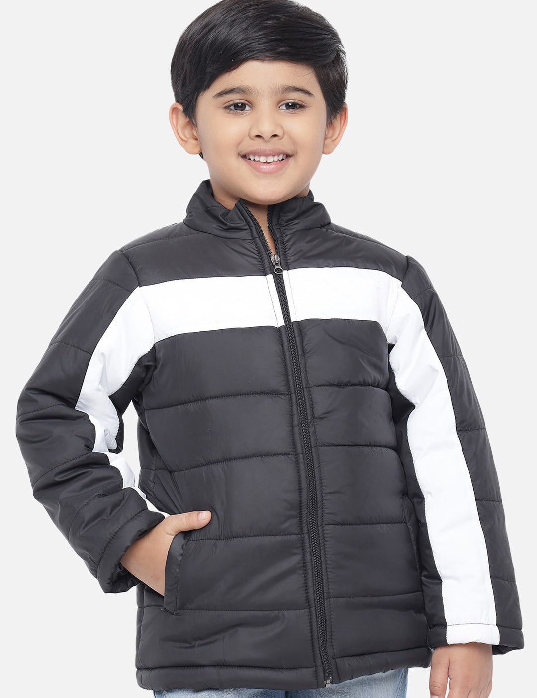 Kotty Boys BLack & White  Colourblocked Lightweight Puffer Jacket