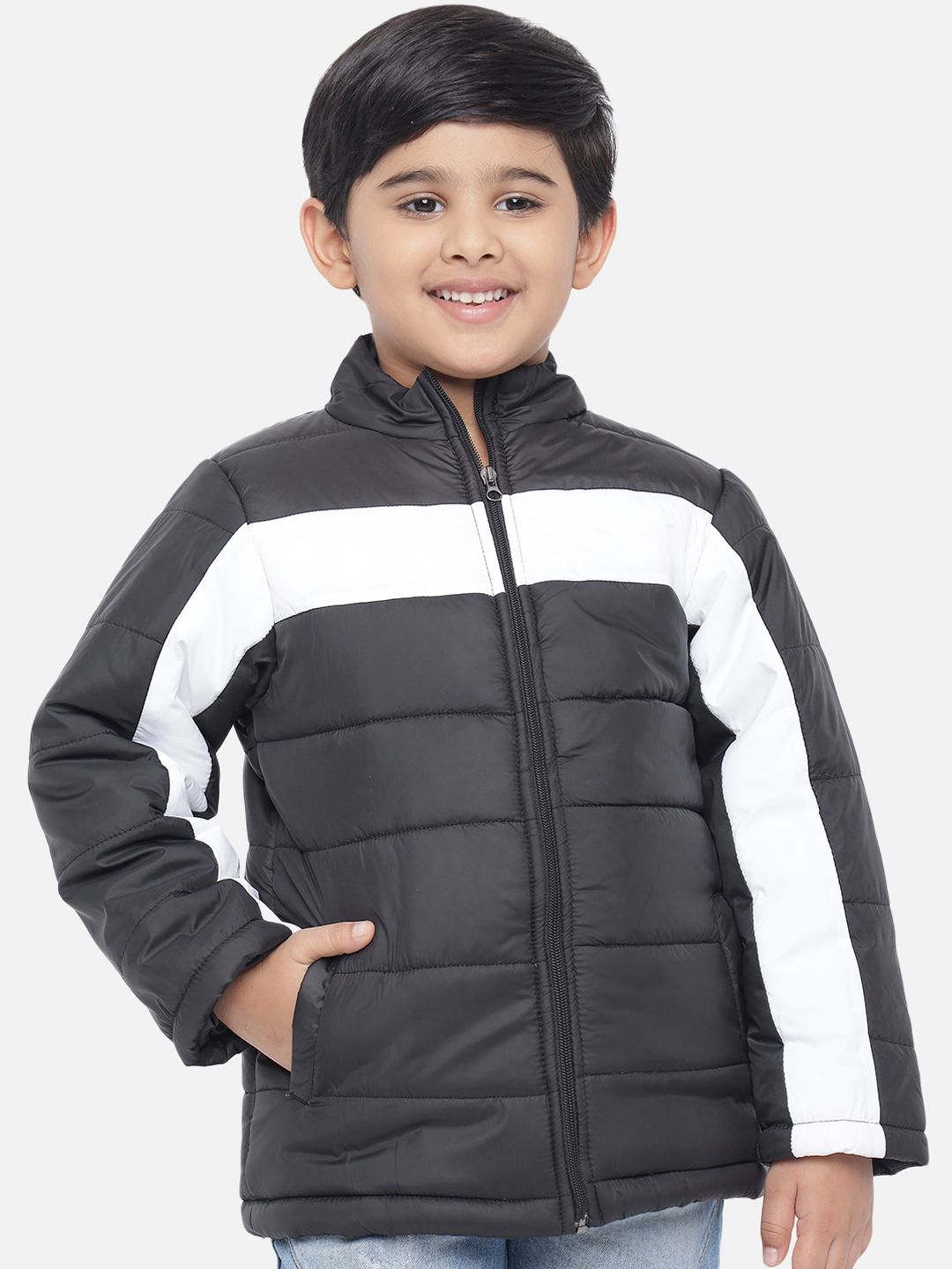 Kotty Boys BLack & White  Colourblocked Lightweight Puffer Jacket