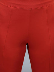 Kotty Women Maroon Flared High-Rise Bootcut Trousers