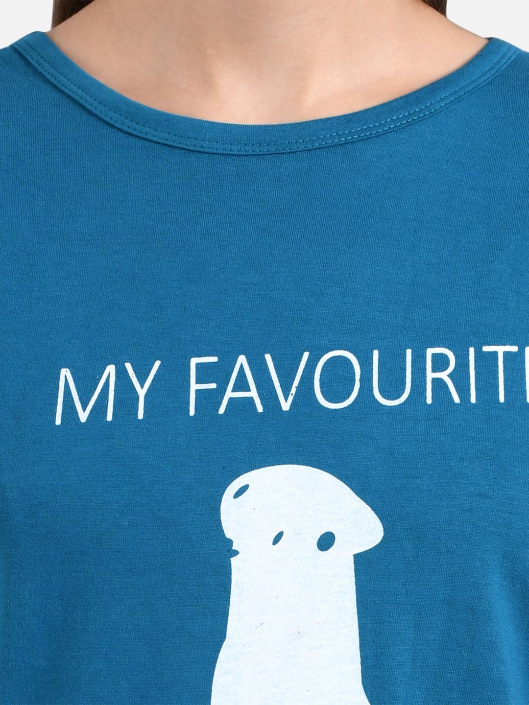 Kotty Women Mustard Yellow & Blue Set of 2 Printed Round Neck T-shirts