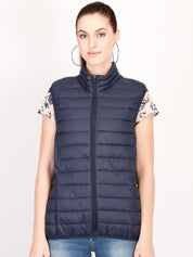 Kotty Women Navy Blue Solid Insulator Puffer Jacket