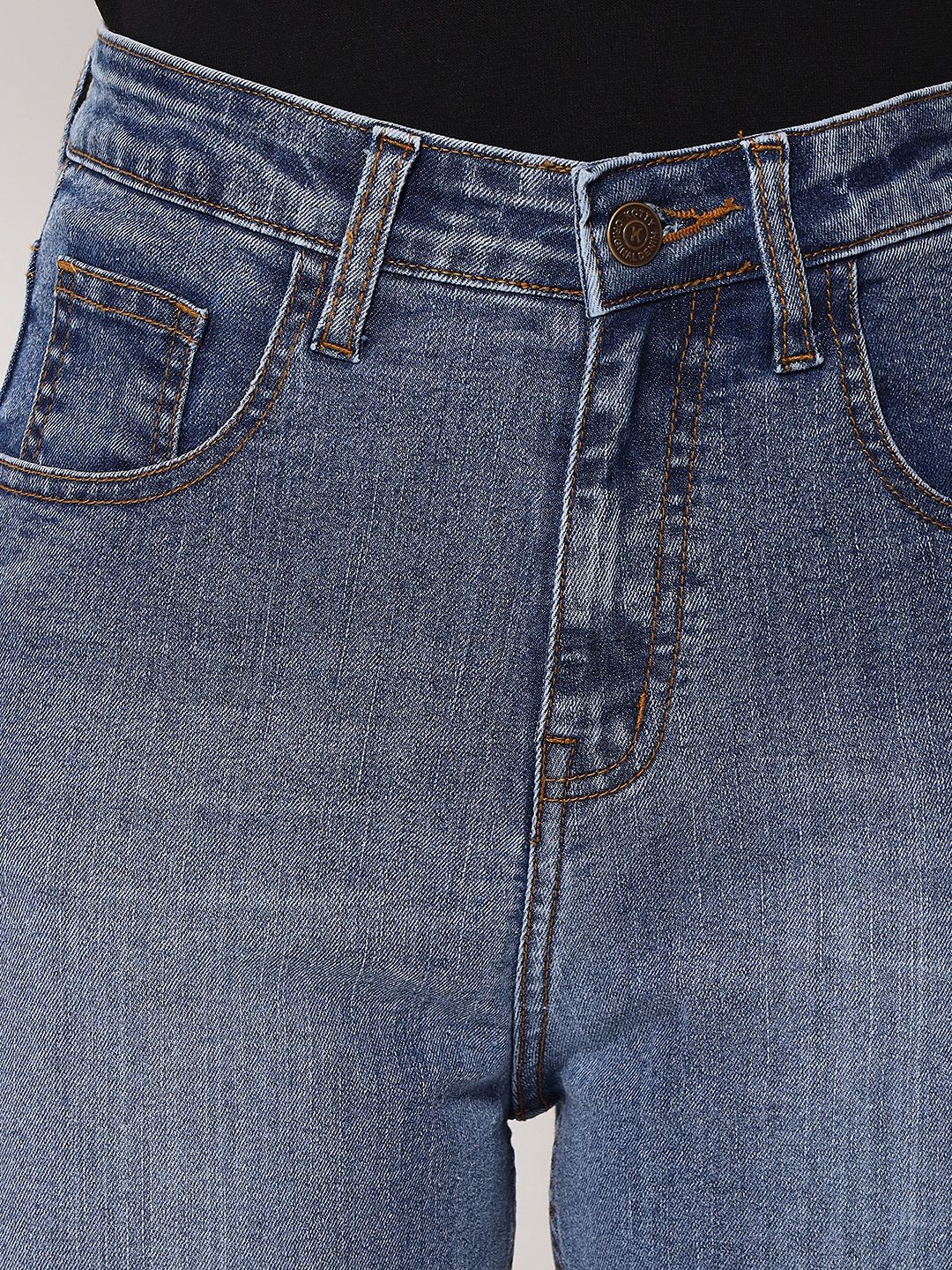 Kotty Women Blue Jean Straight Fit High-Rise Light Fade Stretchable Jeans