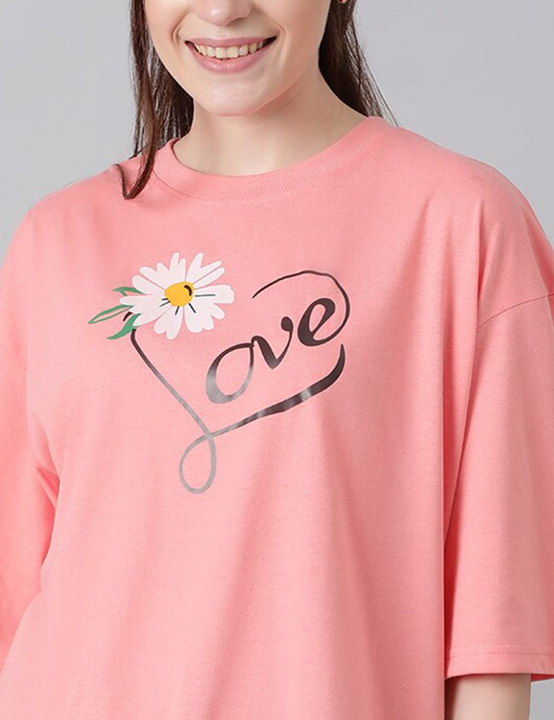 Kotty Typography Printed Oversized T-shirt