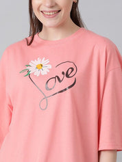 Kotty Typography Printed Oversized T-shirt