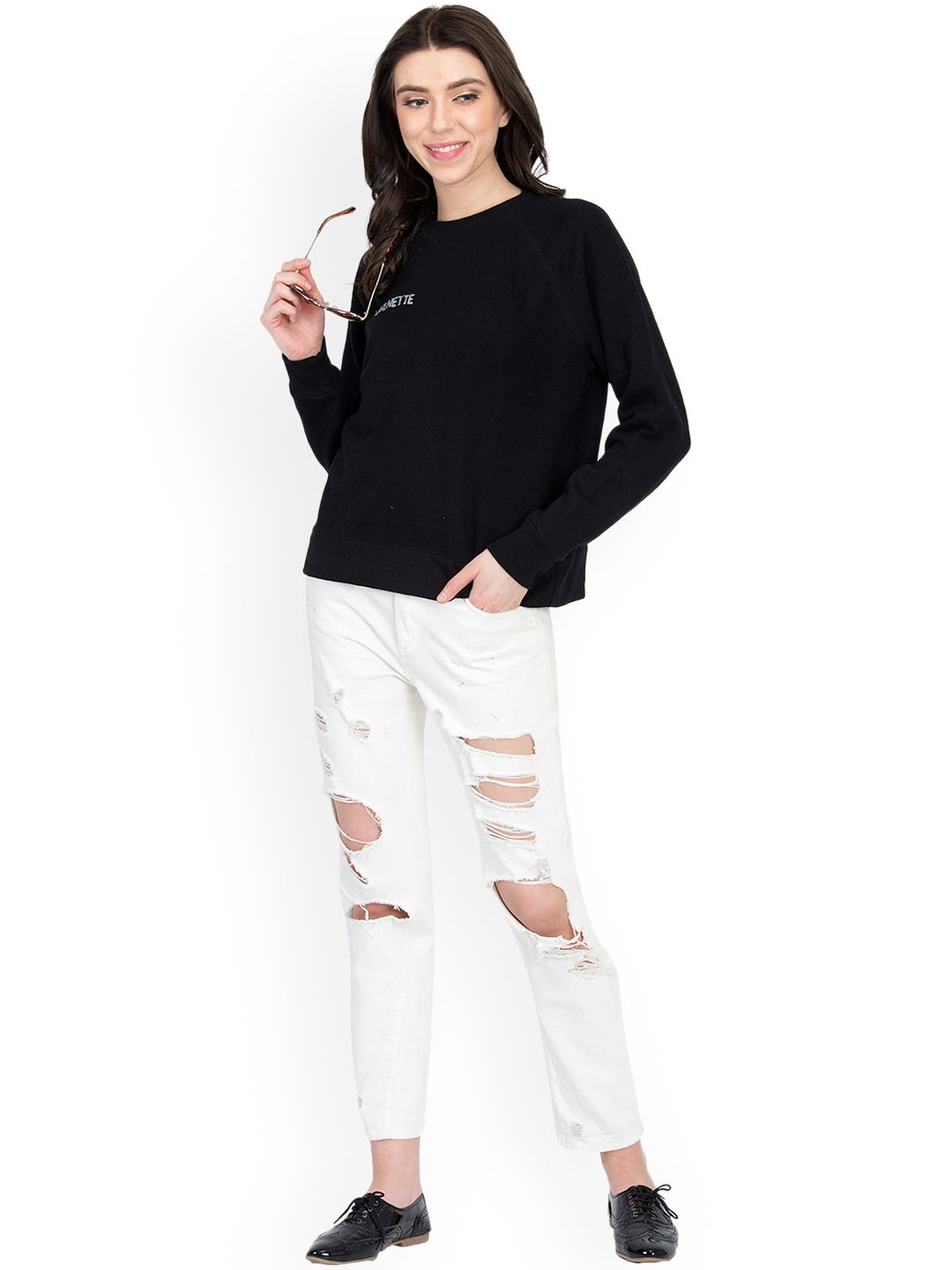 Kotty Women Black Printed Sweatshirt