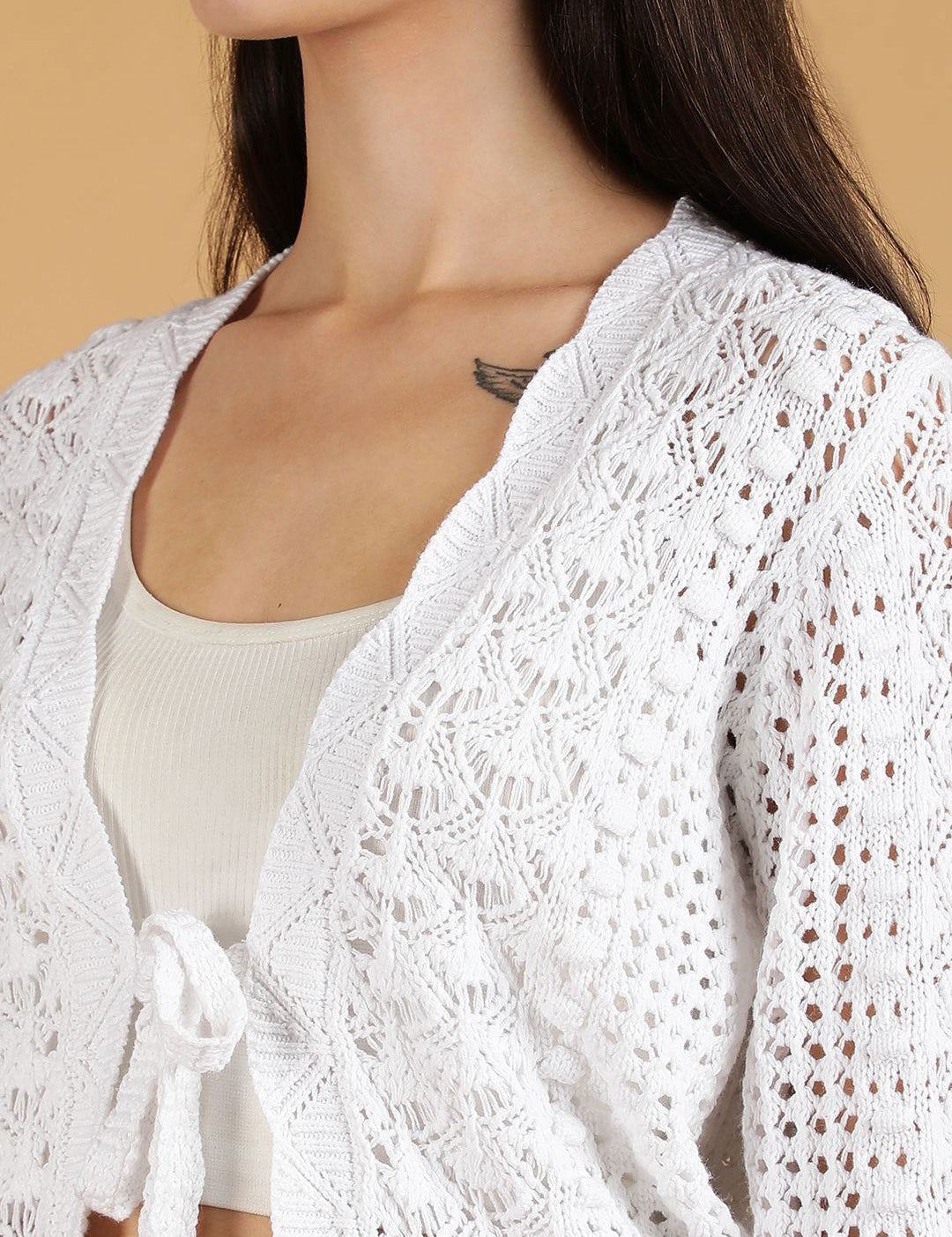 Kotty Women Open Knit Three-Quarter Sleeves