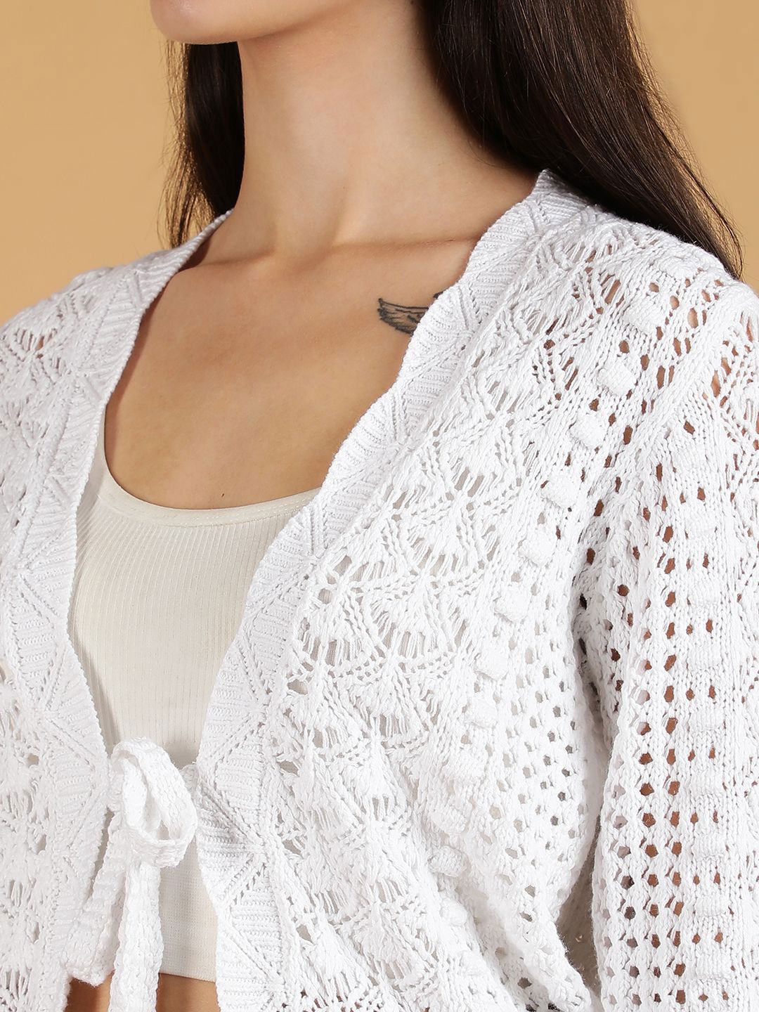 Kotty Women Open Knit Three-Quarter Sleeves