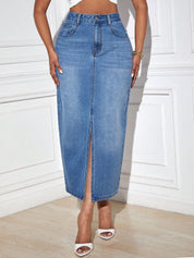 Kotty Straight Midi Denim Skirt