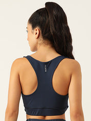 Kotty Women Navy Blue Removable Padded Underwired Dry Fit All Day Comfort Sports Bra