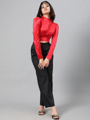 Kotty Women Black Relaxed Straight Leg Fit High-Rise Easy Wash Parallel Trousers