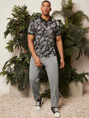 Kotty Men Grey Solid Mid-Rise Track Cotton Pants