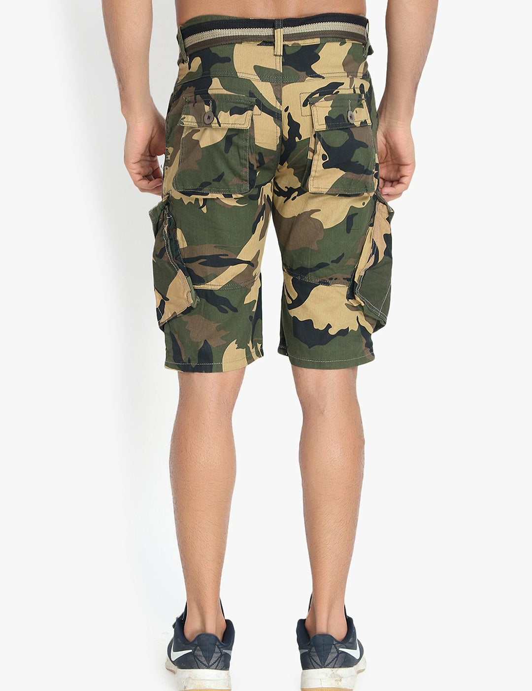 Kotty Men Yellow Printed Regular Fit Cargo Shorts