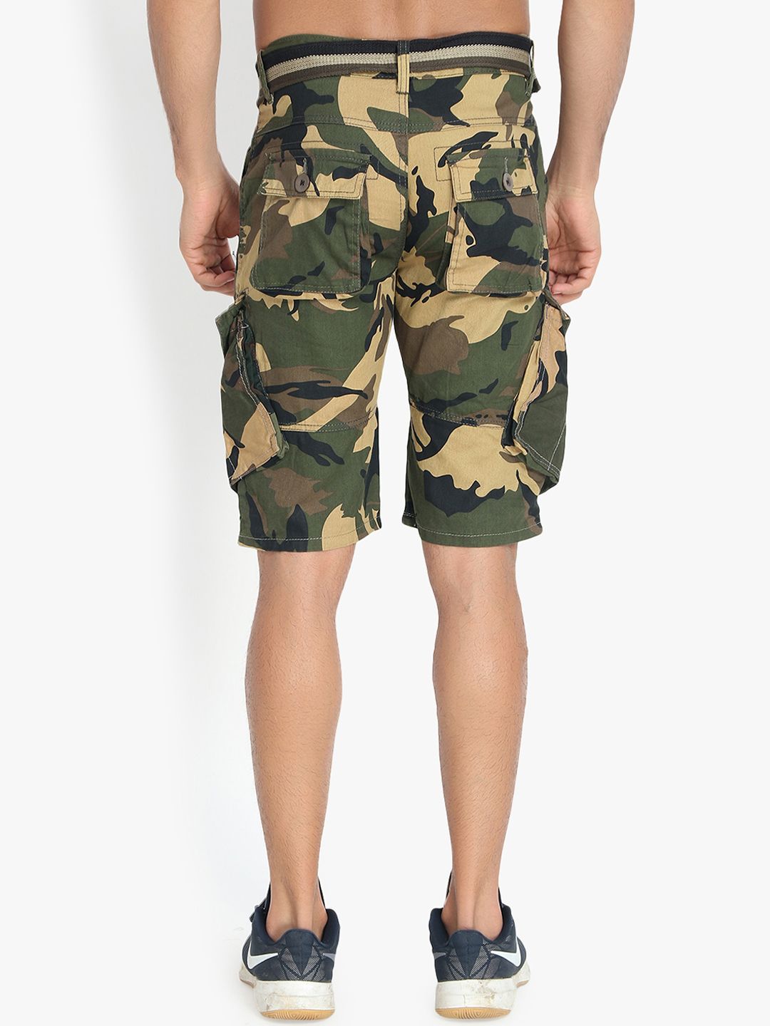 Kotty Men Yellow Printed Regular Fit Cargo Shorts