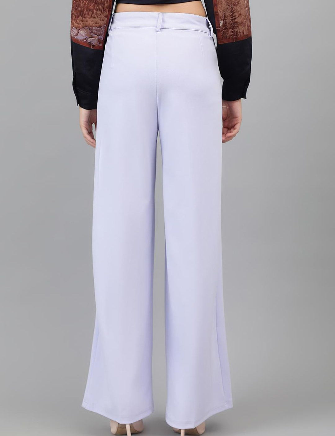 Kotty Women Purple Relaxed Straight Leg Straight Fit Easy Wash Pleated Trousers