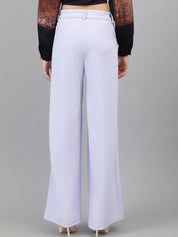 Kotty Women Purple Relaxed Straight Leg Straight Fit Easy Wash Pleated Trousers