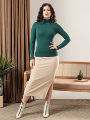 Kotty Women Ribbed High Neck Pullover