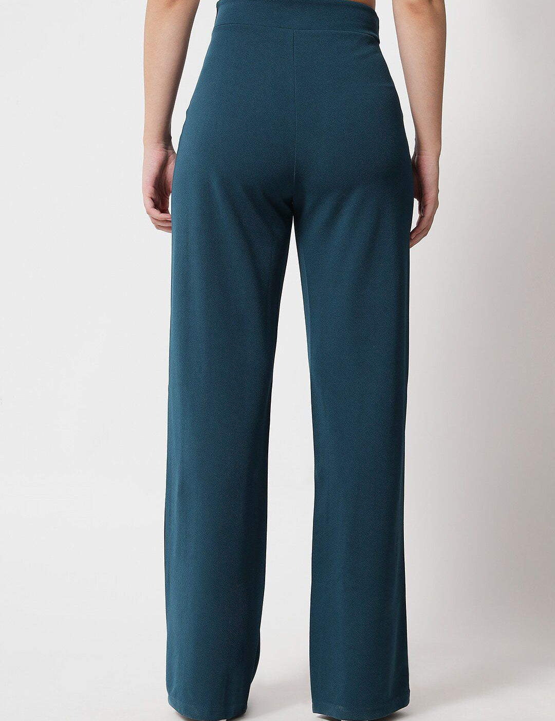 Kotty Women Green Relaxed Straight Fit High-Rise Easy Wash Trousers