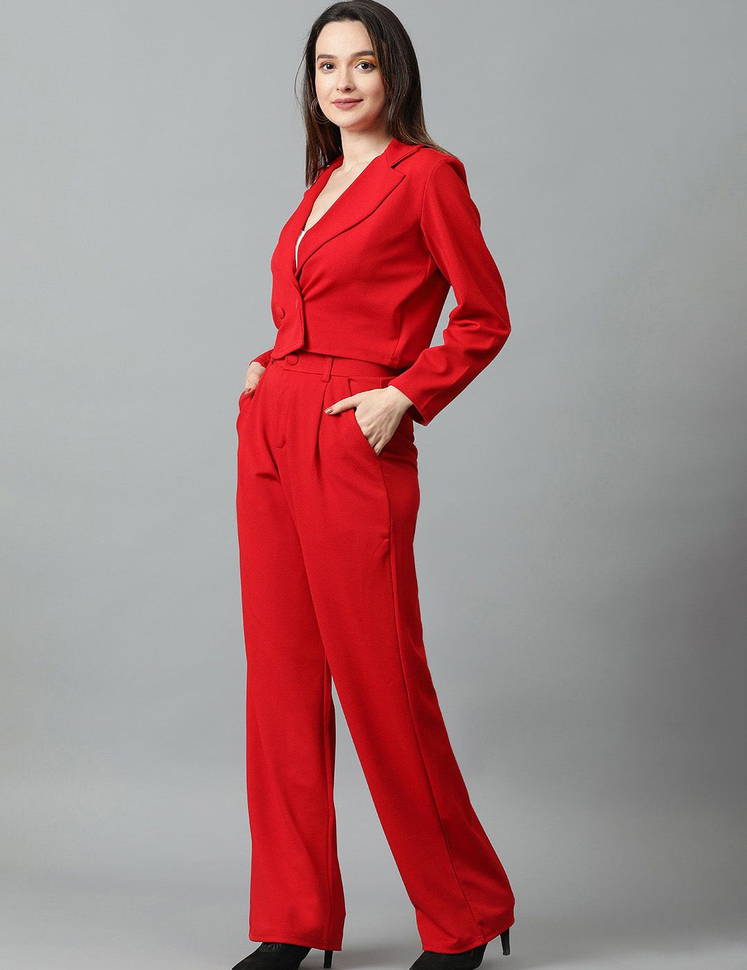 KOTTY BIZwear Basics Notched Lapel Collar Coat With Trousers