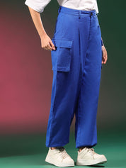 Kotty Women Relaxed Loose Fit High-Rise Easy Wash Cargo Trousers