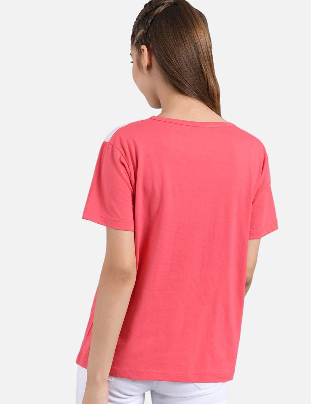 Kotty Women Pink & Yellow Pack of 2 Colourblocked Round Neck Tshirts