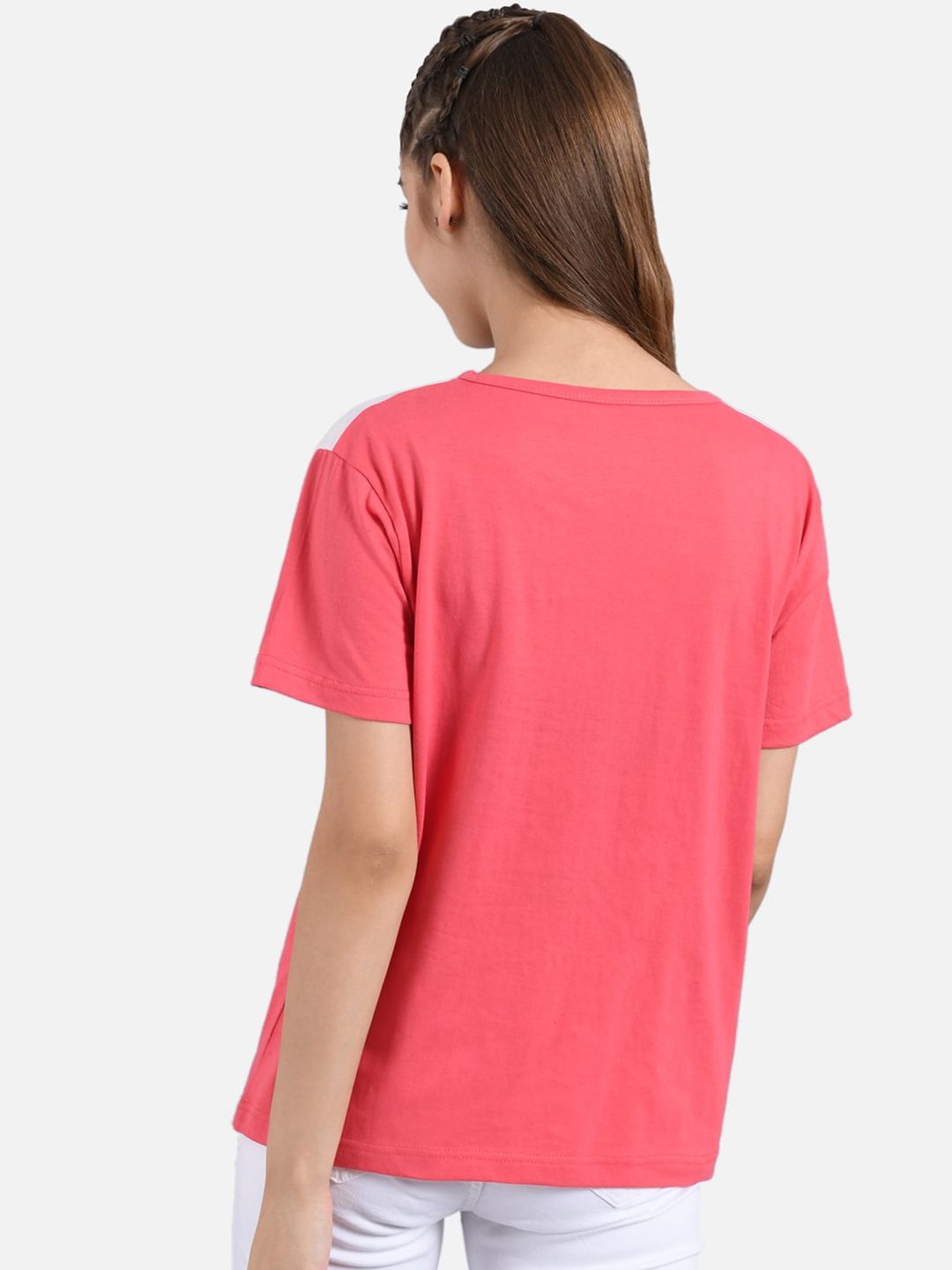 Kotty Women Pink & Yellow Pack of 2 Colourblocked Round Neck Tshirts