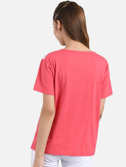Kotty Women Pink & Yellow Pack of 2 Colourblocked Round Neck Tshirts