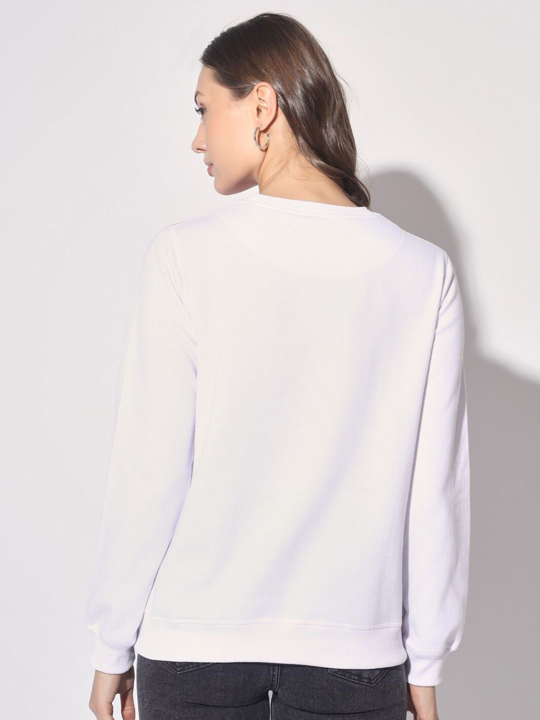 Kotty White & Orange Colourblocked Fleece Pullover Sweatshirt