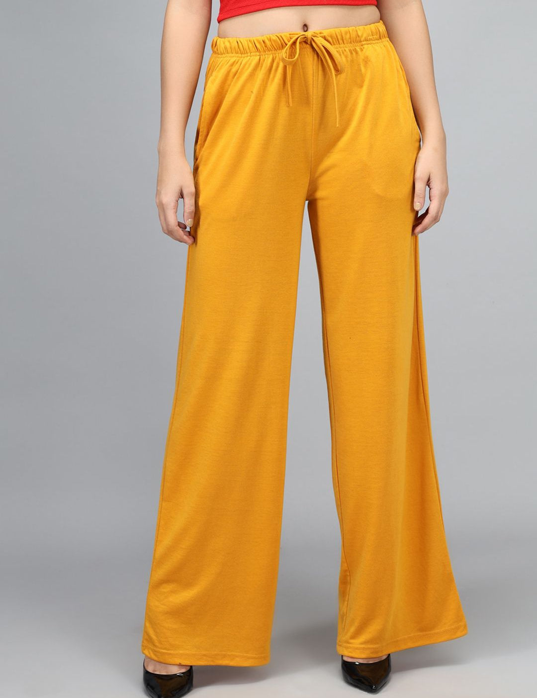Kotty Women Yellow Loose Fit High-Rise Parallel Trousers