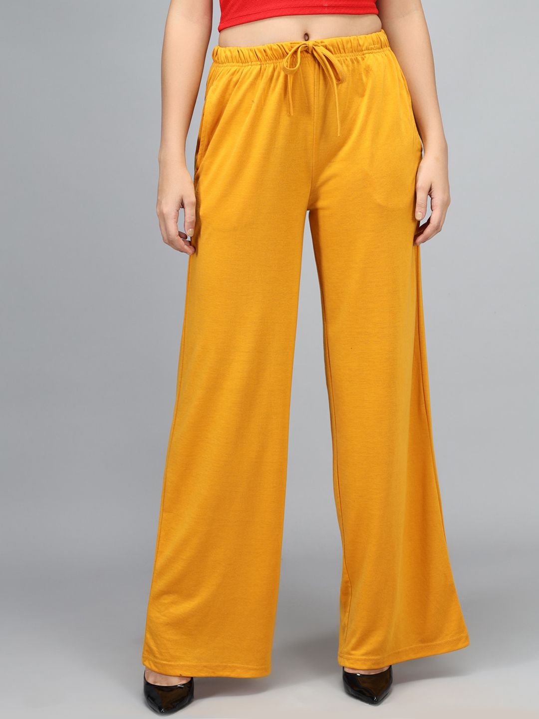 Kotty Women Yellow Loose Fit High-Rise Parallel Trousers