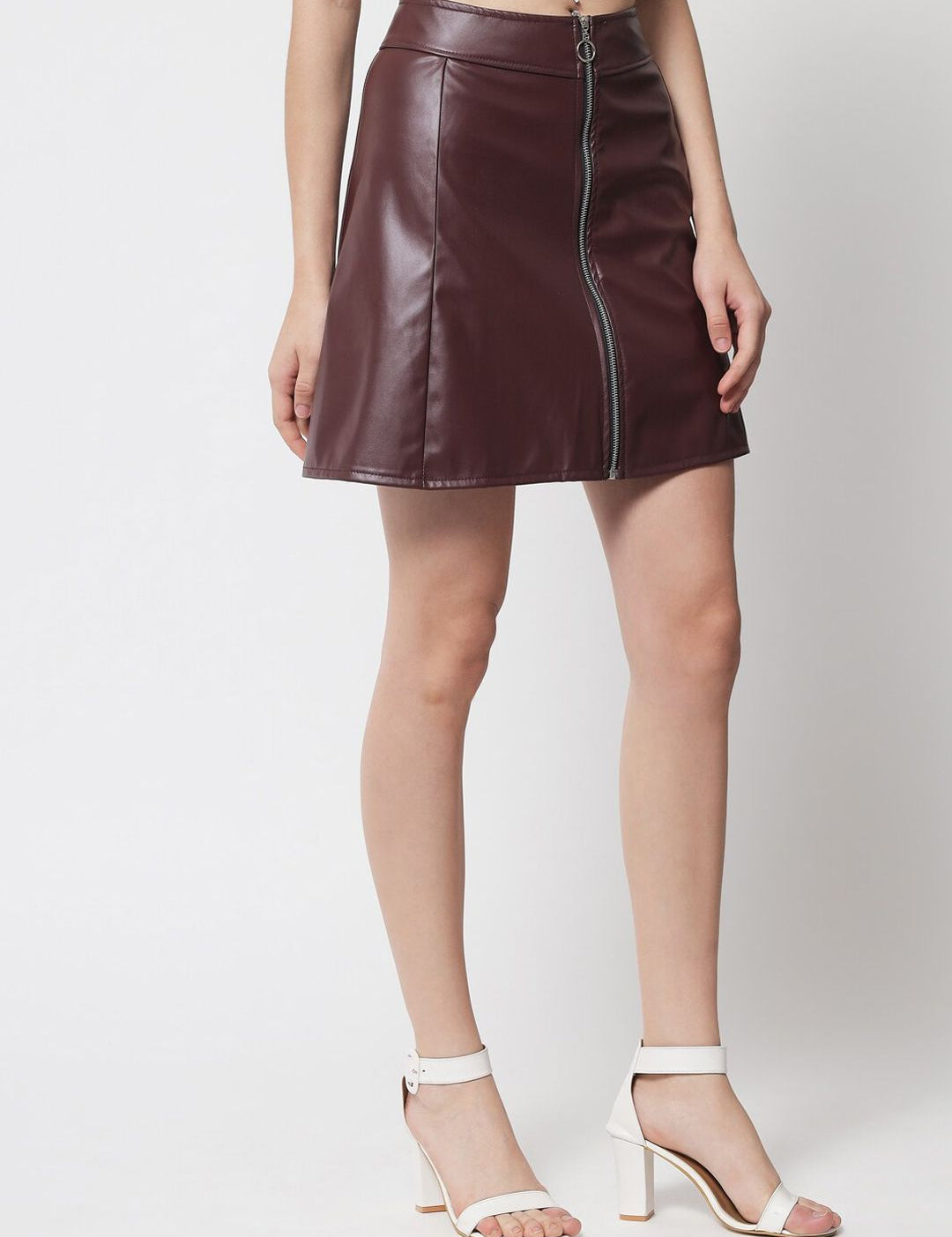 Kotty Women Brown Solid Above Knee Length A-Line Skirt
