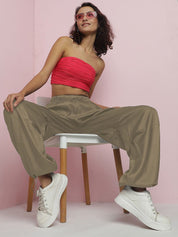 Kotty Women Straight Fit High-Rise Easy Wash Parachute Trousers