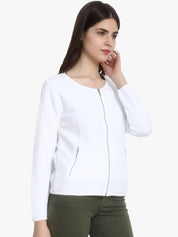 Kotty Women White Self Design Lightweight Tailored Jacket