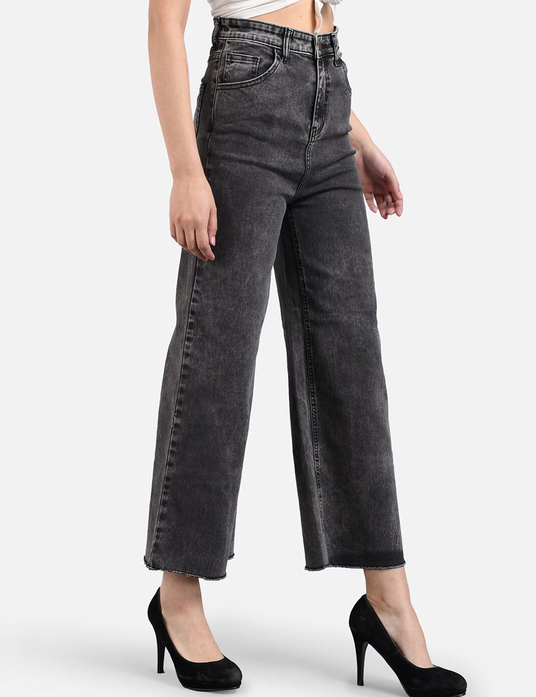 Kotty Women Mid-Rise Flared High-Rise Stretchable Cotton Lycra Blend Jeans