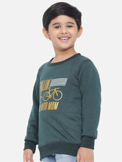 Kotty Boys Green Printed Sweatshirt