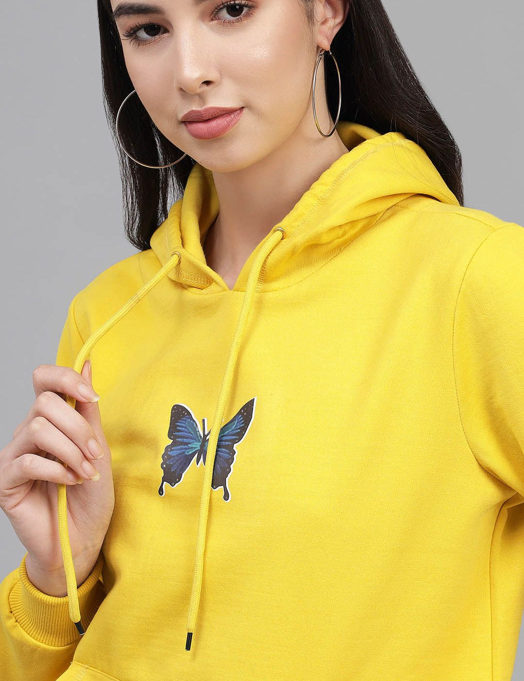 Kotty Women Yellow Hooded Sweatshirt